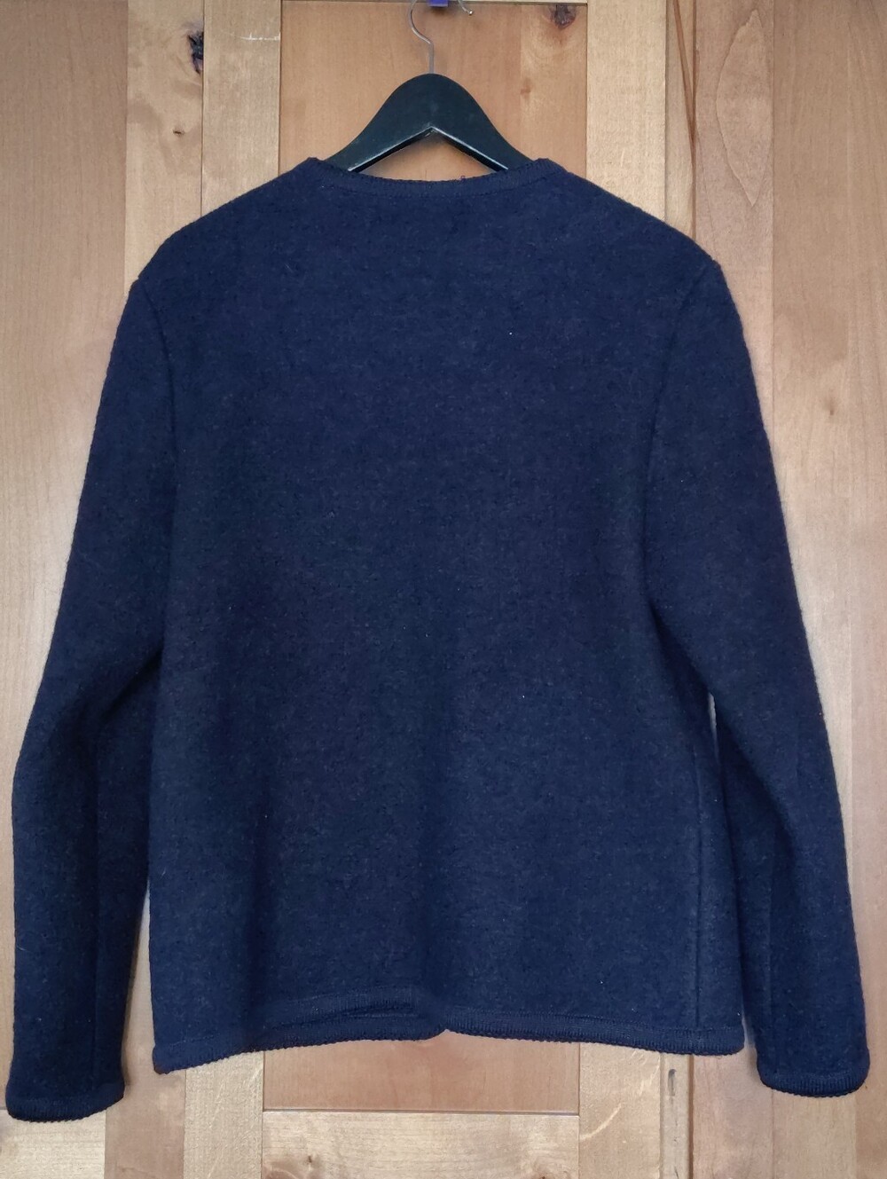 Vintage Brooks Brothers Navy Boiled Wool Cardigan Trachten Jacket Women's Size L - Picture 2 of 4